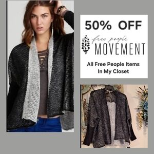 Free People Black and Gray Open Cardigan. NWOT Size Medium